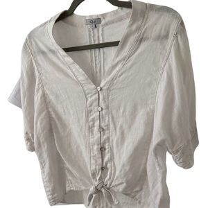 Rails - White, Short Sleeve, Crop Tie Blouse
